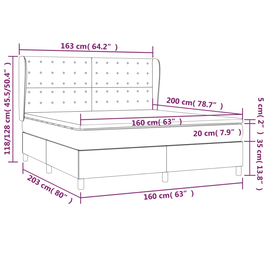 Sommier à lattes de lit avec matelas Crème 160x200 cm Tissu - XIOS