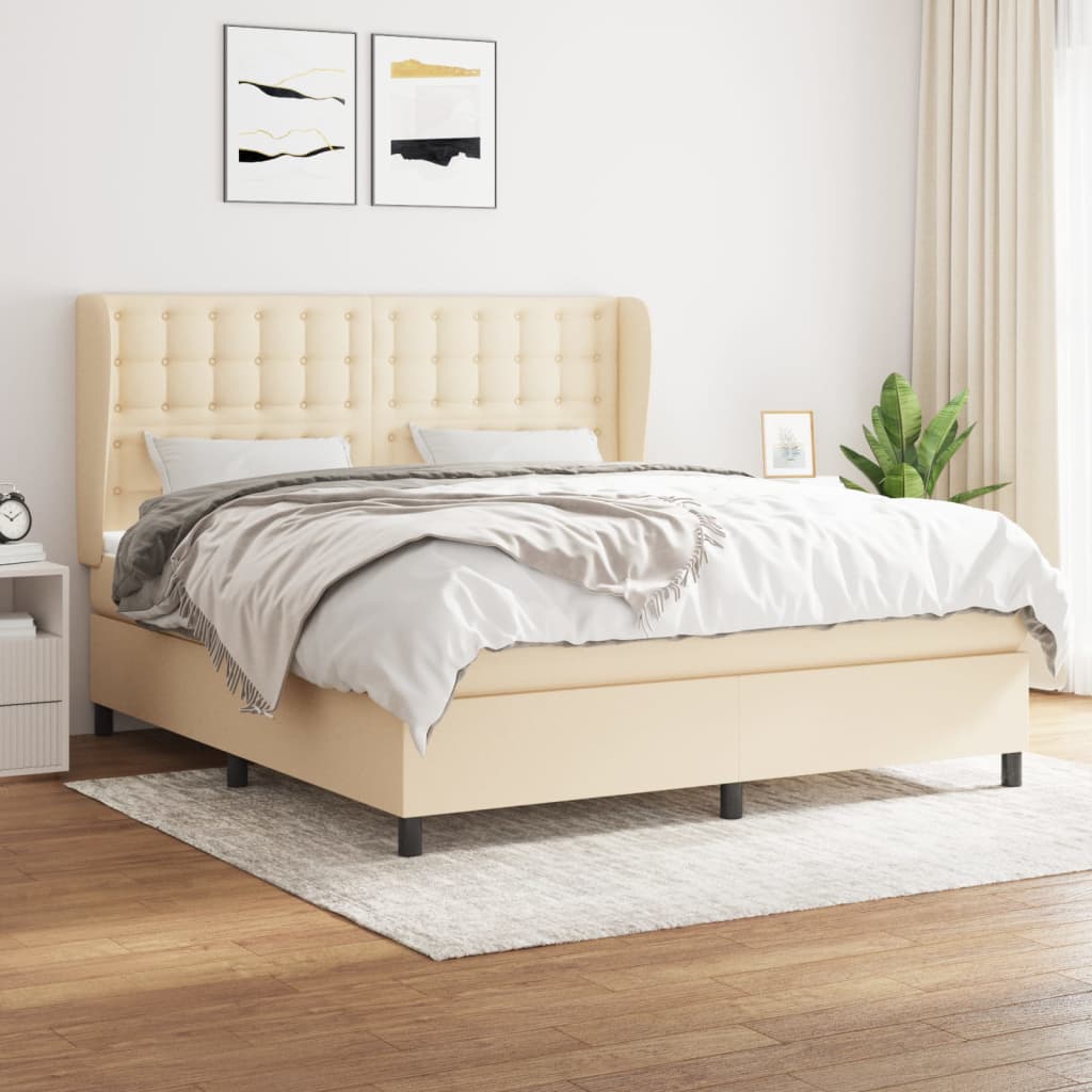 Sommier à lattes de lit avec matelas Crème 160x200 cm Tissu - XIOS