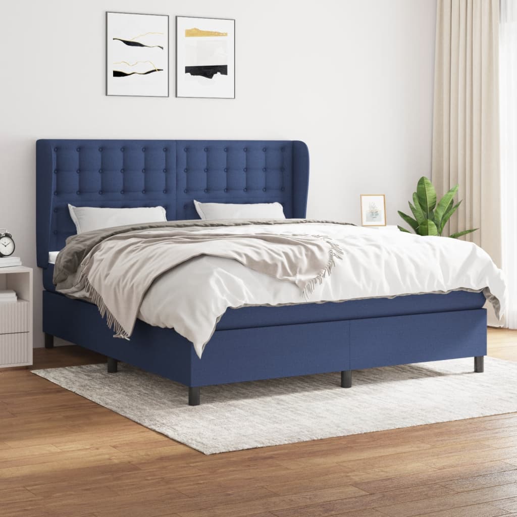 Sommier à lattes de lit avec matelas Bleu 160x200 cm Tissu - XIOS
