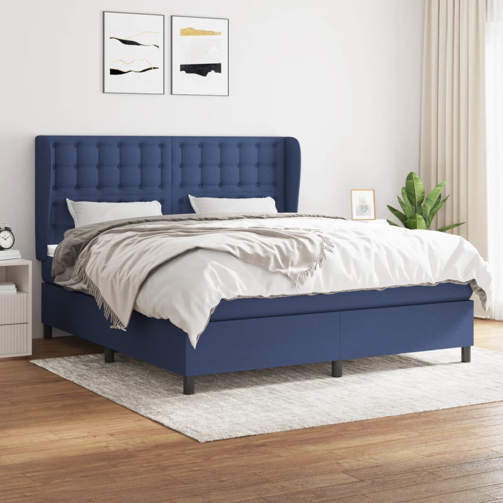 Sommier à lattes de lit avec matelas Bleu 180x200 cm Tissu - XIOS