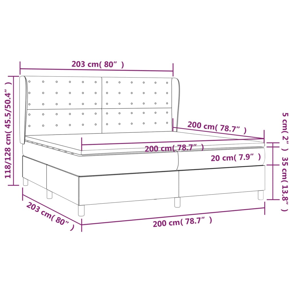 Sommier à lattes de lit avec matelas Taupe 200x200 cm Tissu - XIOS