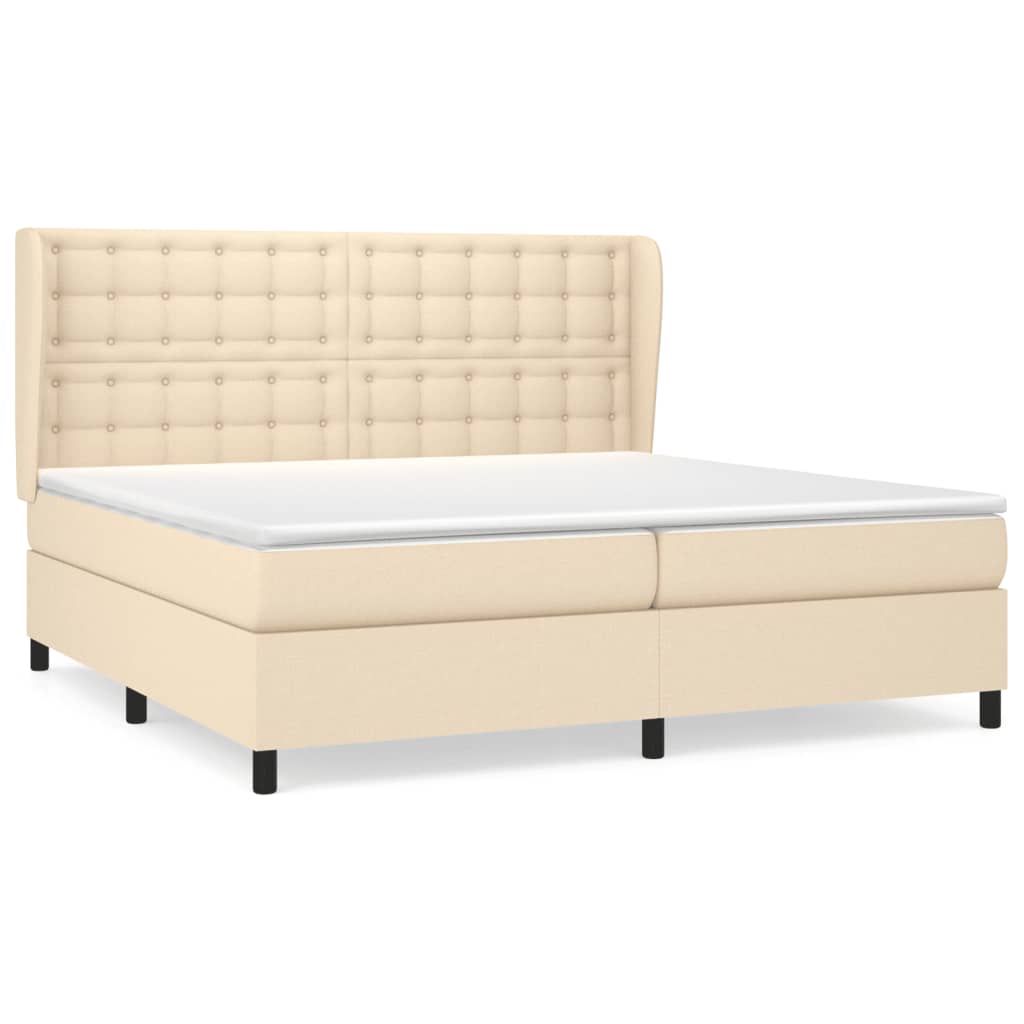 Sommier à lattes de lit avec matelas Crème 200x200 cm Tissu - XIOS