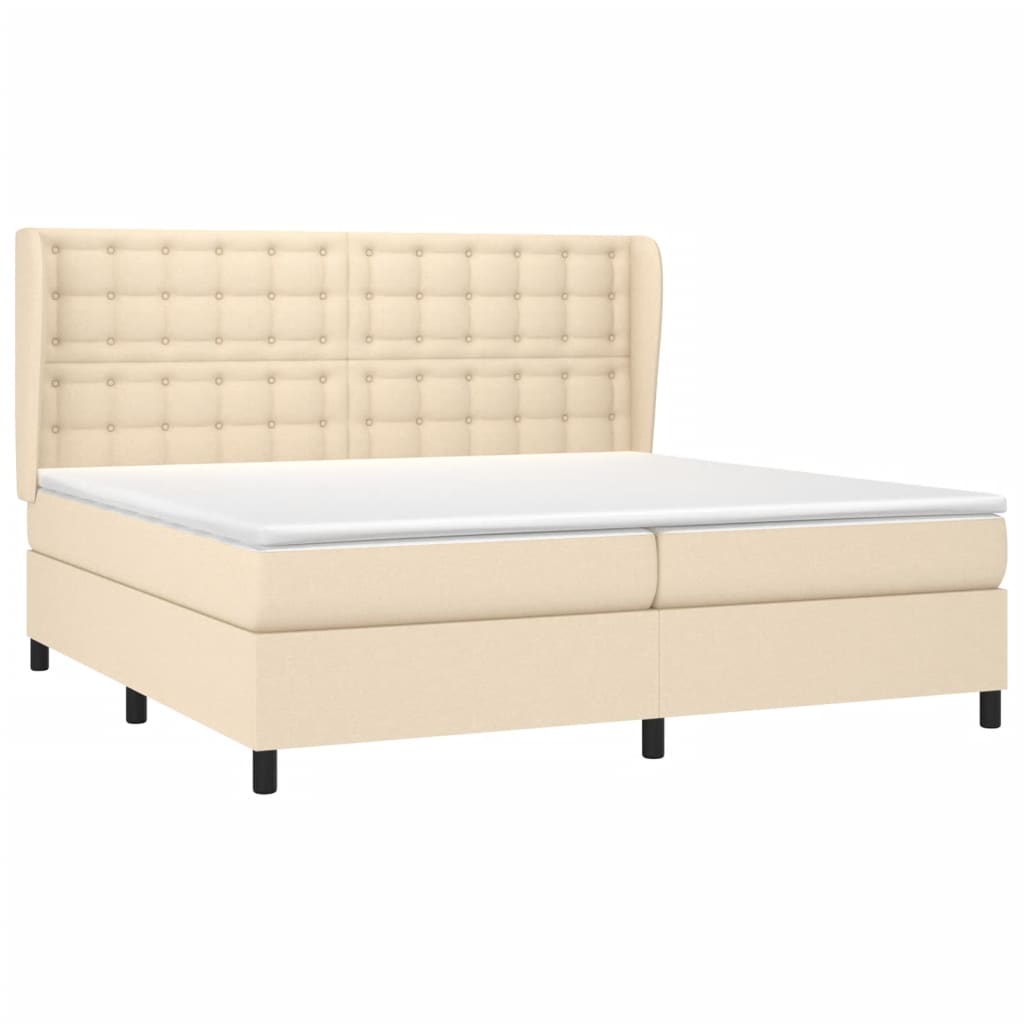 Sommier à lattes de lit avec matelas Crème 200x200 cm Tissu - XIOS