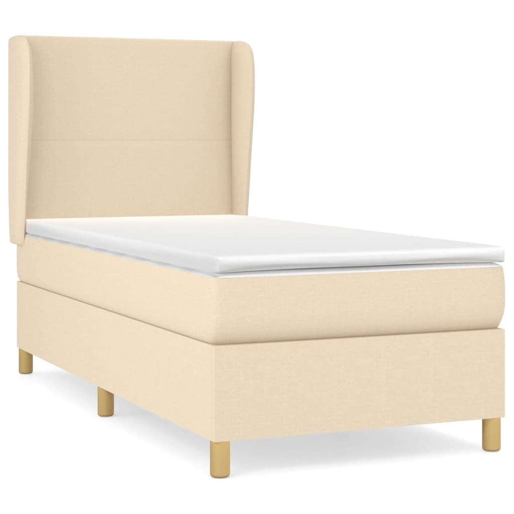 Sommier à lattes de lit avec matelas Crème 90x200 cm Tissu - XIOS