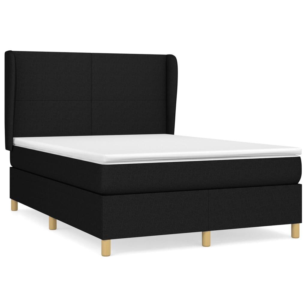 Sommier à lattes de lit avec matelas Noir 140x190 cm Tissu - XIOS