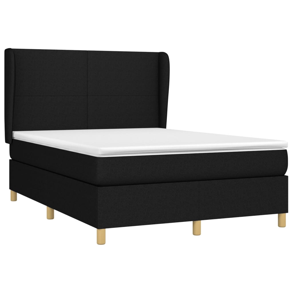 Sommier à lattes de lit avec matelas Noir 140x190 cm Tissu - XIOS
