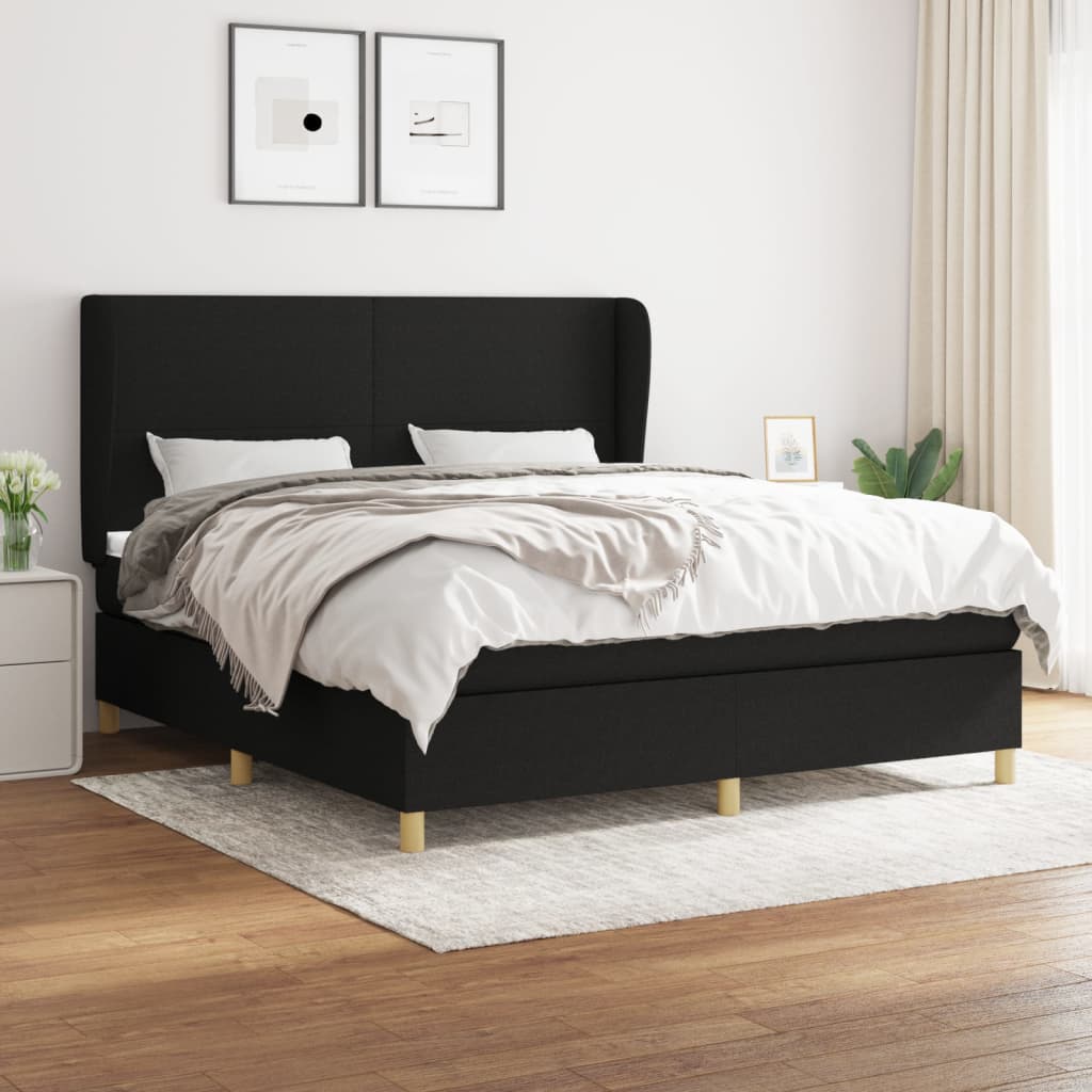 Sommier à lattes de lit avec matelas Noir 180x200 cm Tissu - XIOS