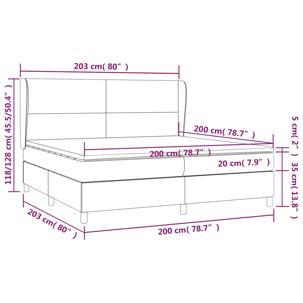 Sommier à lattes de lit avec matelas Gris clair 200x200cm Tissu - XIOS