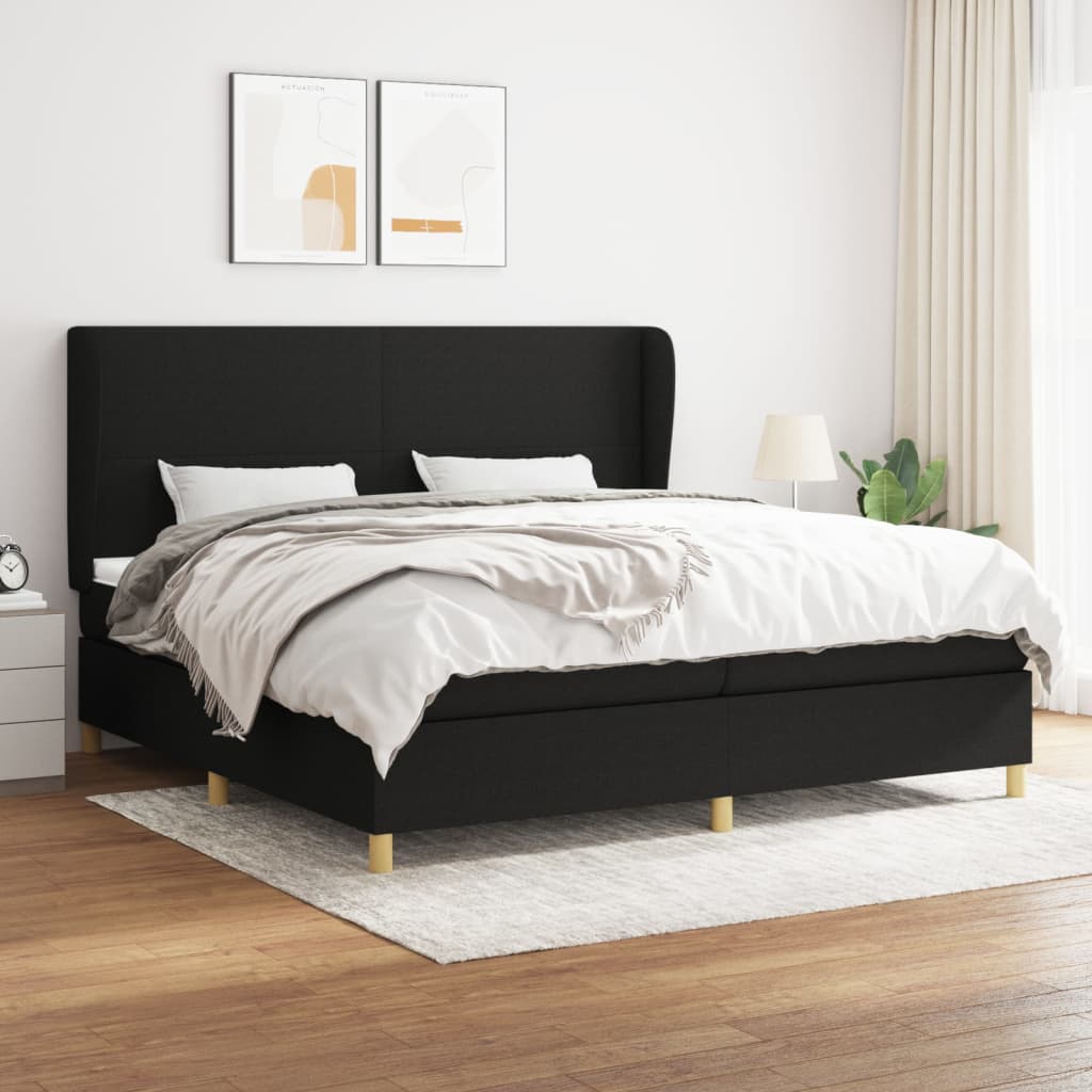 Sommier à lattes de lit avec matelas Noir 200x200 cm Tissu - XIOS