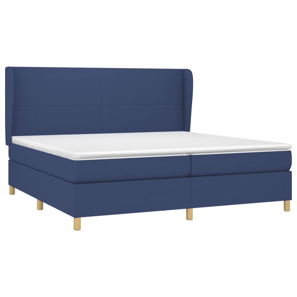 Sommier à lattes de lit avec matelas Bleu 200x200 cm Tissu - XIOS