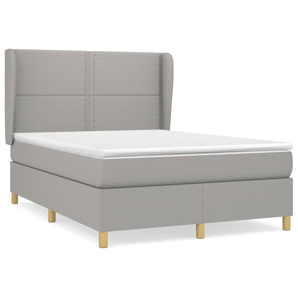 Sommier à lattes de lit avec matelas Gris clair 140x200cm Tissu - XIOS