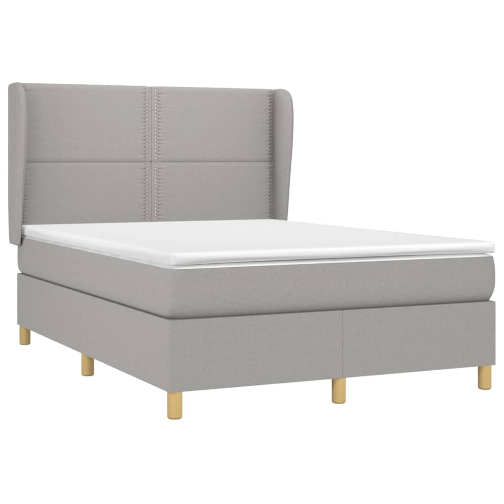 Sommier à lattes de lit avec matelas Gris clair 140x200cm Tissu - XIOS