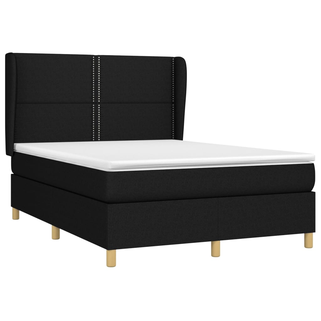 Sommier à lattes de lit avec matelas Noir 140x200 cm Tissu - XIOS