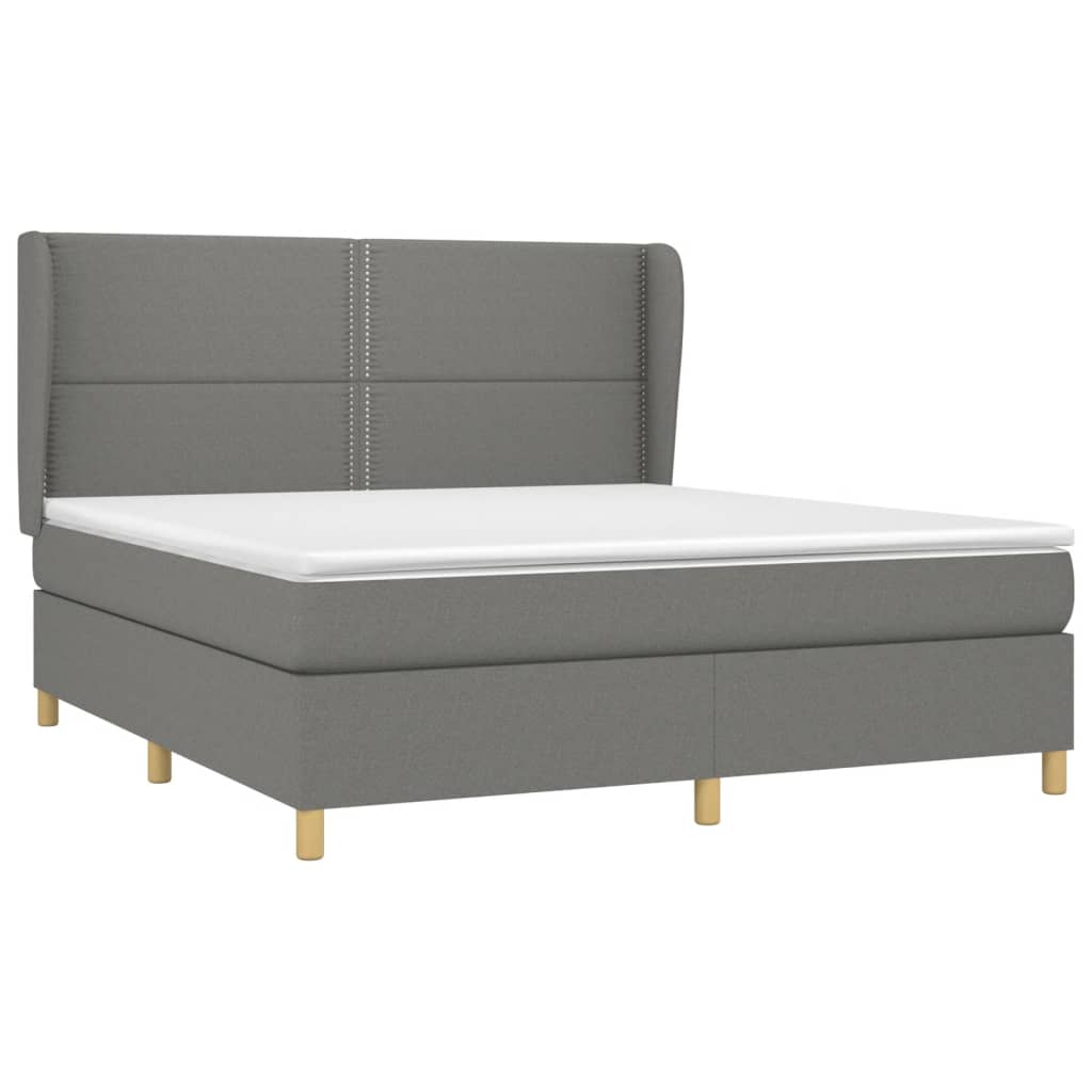 Sommier à lattes de lit avec matelas Gris foncé 160x200cm Tissu - XIOS