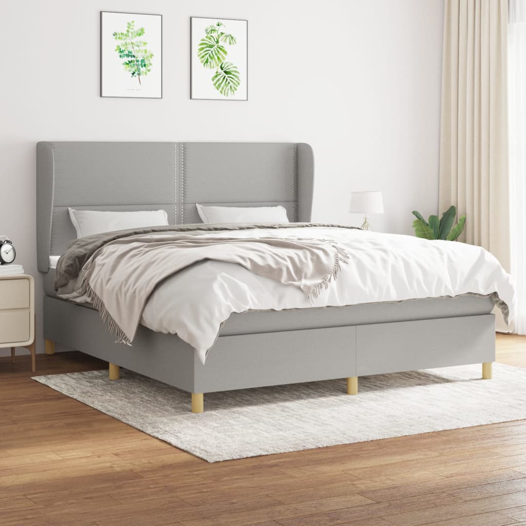 Sommier à lattes de lit avec matelas Gris clair 180x200cm Tissu - XIOS