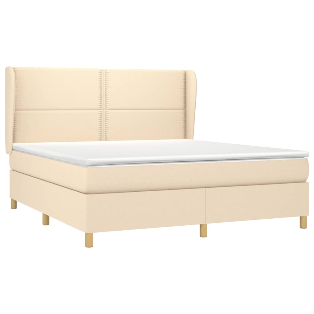 Sommier à lattes de lit avec matelas Crème 180x200 cm Tissu - XIOS