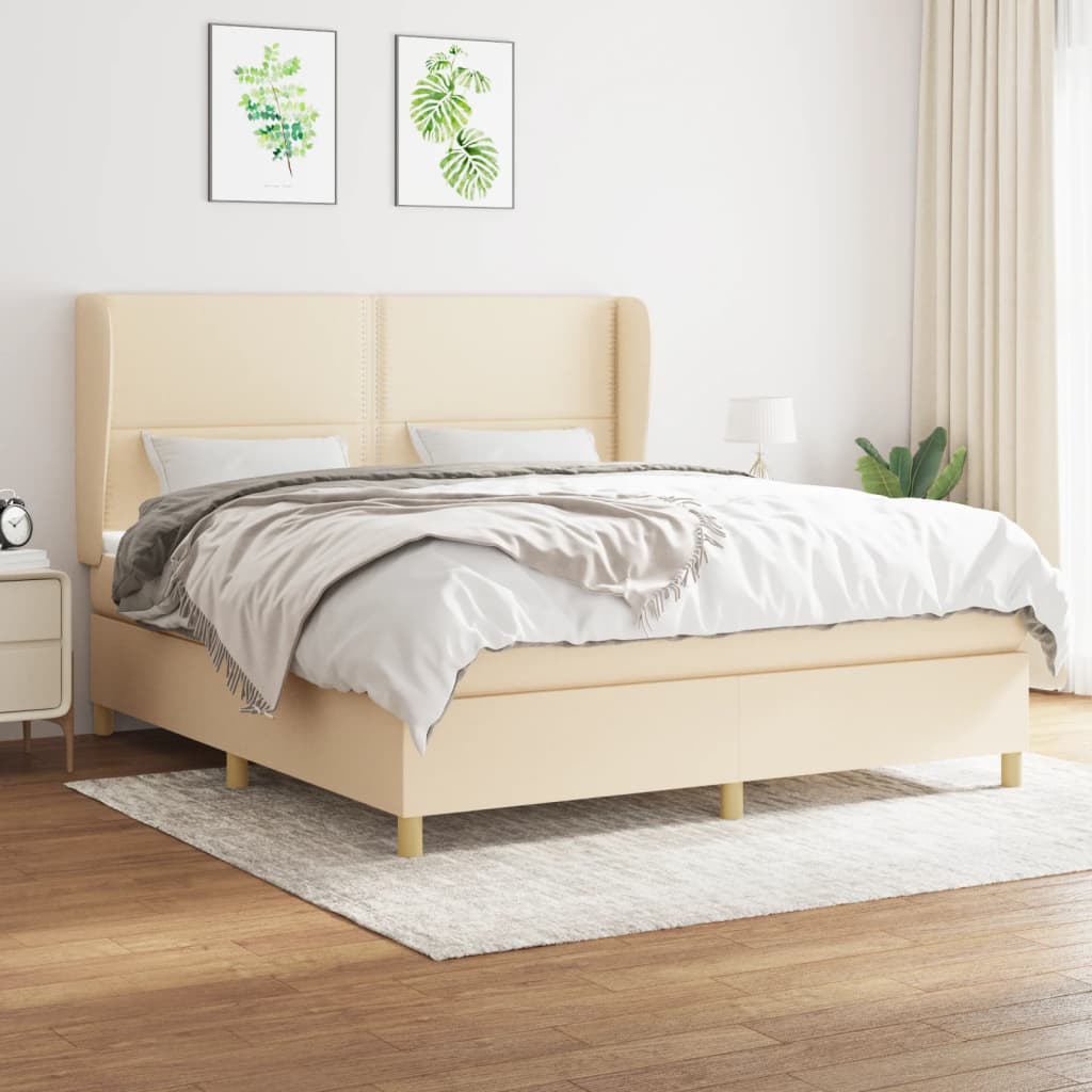 Sommier à lattes de lit avec matelas Crème 180x200 cm Tissu - XIOS