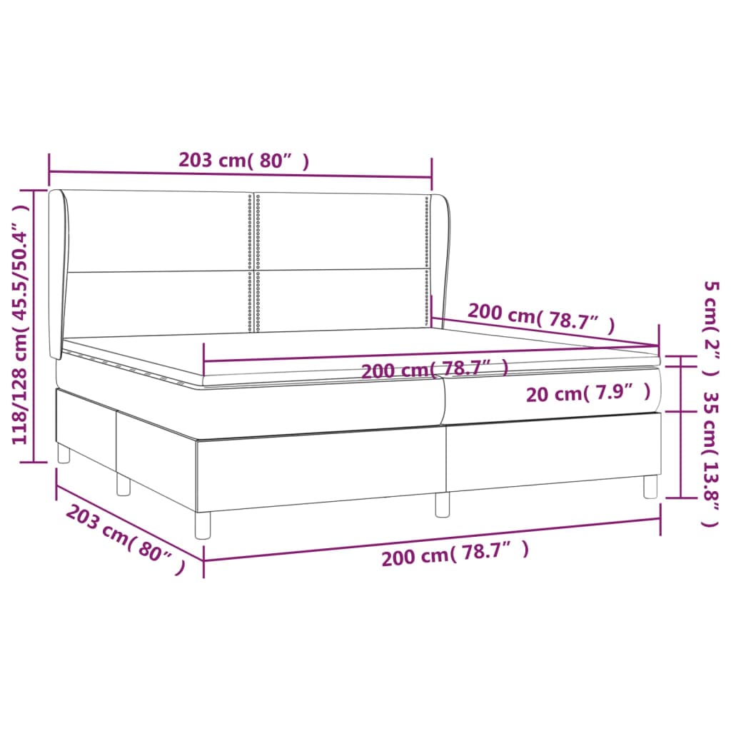 Sommier à lattes de lit avec matelas Gris foncé 200x200cm Tissu - XIOS