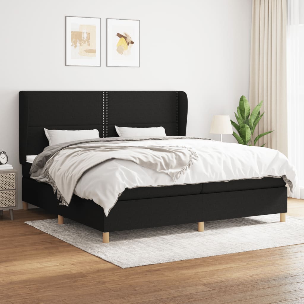Sommier à lattes de lit avec matelas Noir 200x200 cm Tissu - XIOS