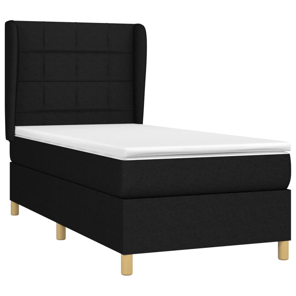 Sommier à lattes de lit avec matelas Noir 90x200 cm Tissu - XIOS