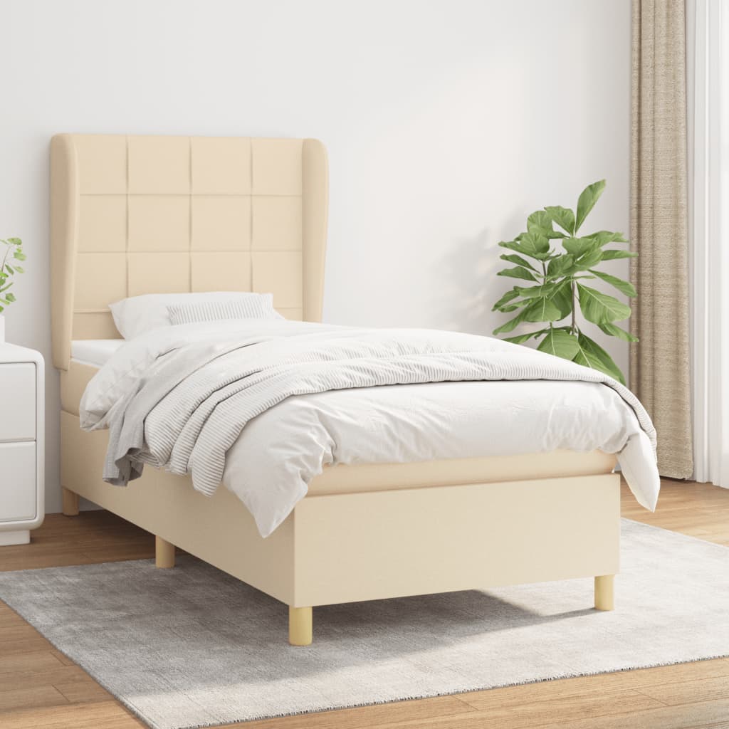 Sommier à lattes de lit avec matelas Crème 90x200 cm Tissu - XIOS