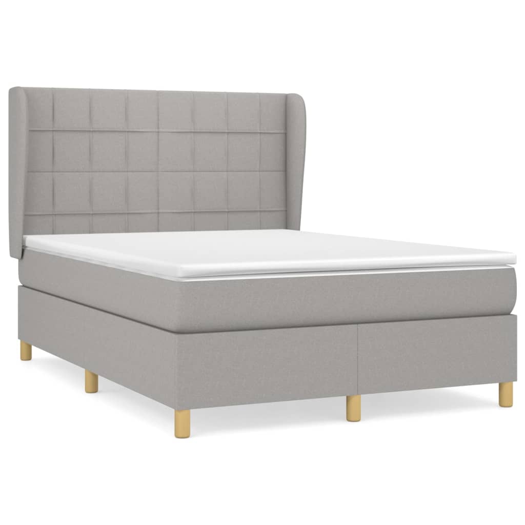 Sommier à lattes de lit avec matelas Gris clair 140x190cm Tissu - XIOS