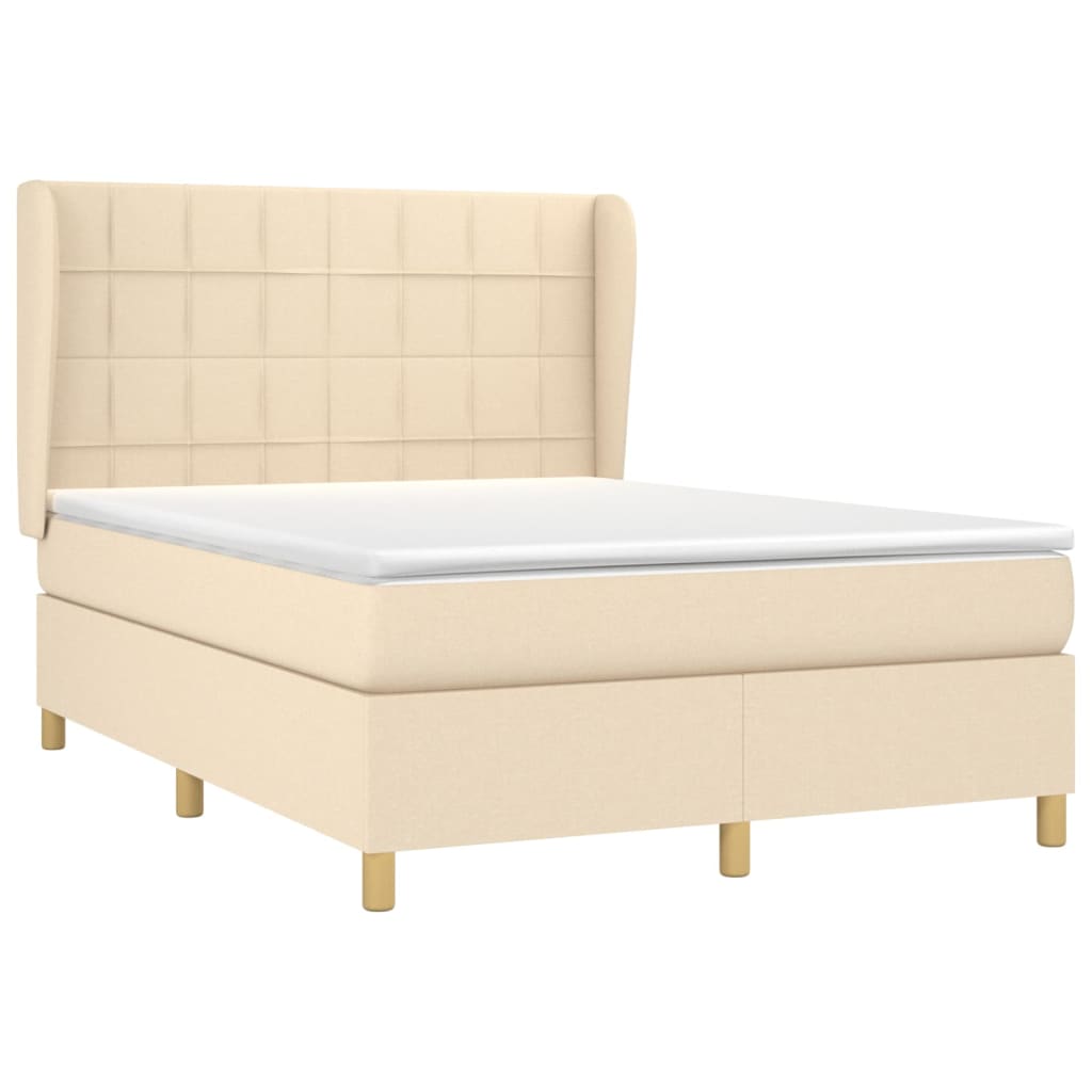 Sommier à lattes de lit avec matelas Crème 140x190 cm Tissu - XIOS