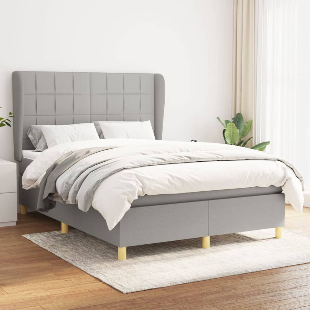 Sommier à lattes de lit avec matelas Gris clair 140x200cm Tissu - XIOS