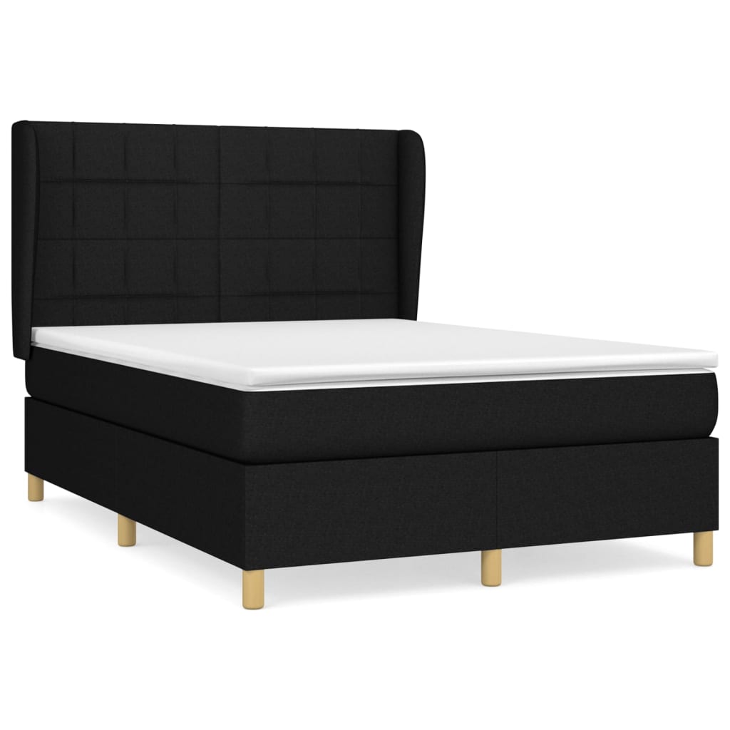 Sommier à lattes de lit avec matelas Noir 140x200 cm Tissu - XIOS