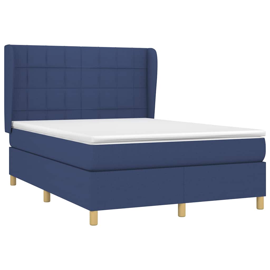 Sommier à lattes de lit avec matelas Bleu 140x200 cm Tissu