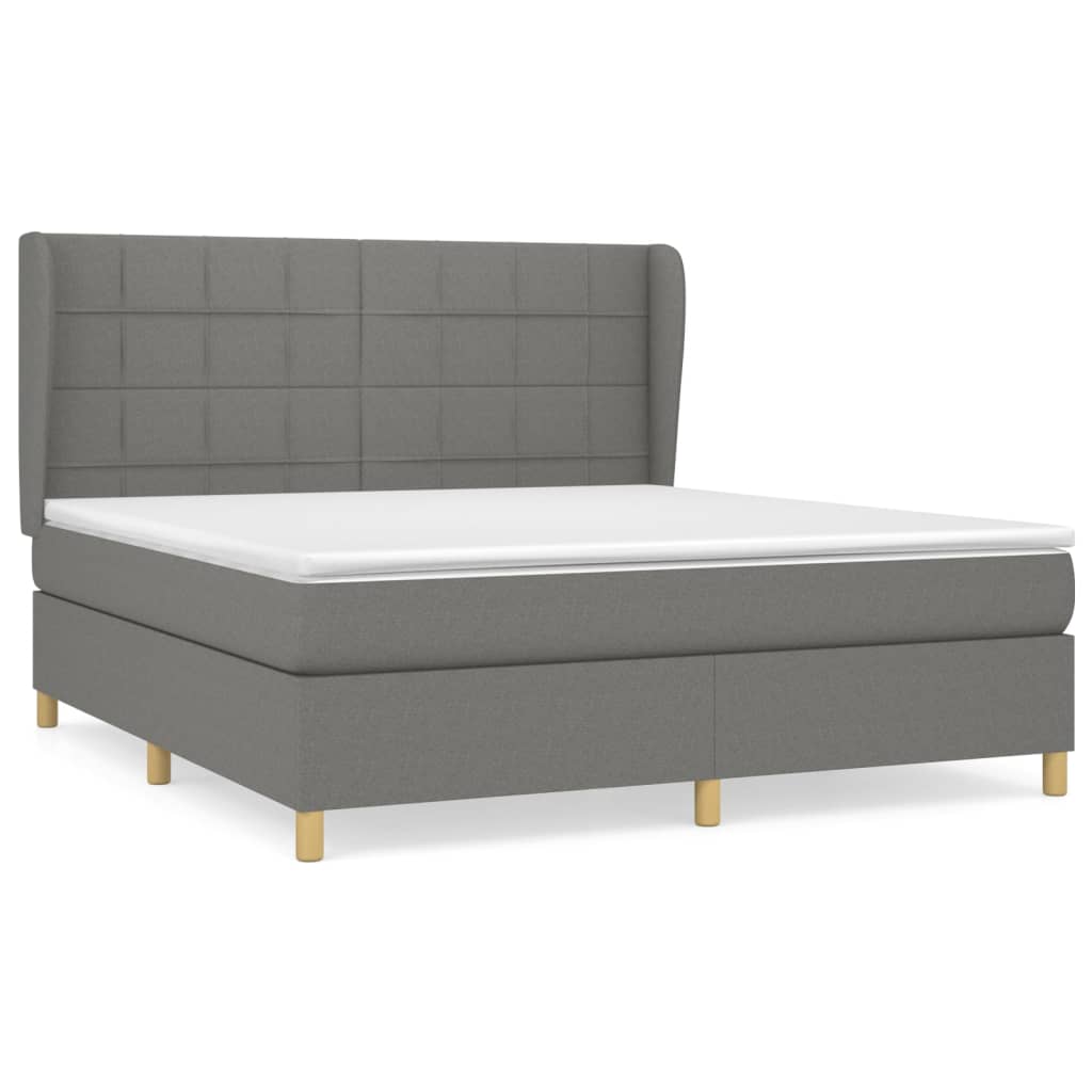 Sommier à lattes de lit avec matelas Gris foncé 160x200cm Tissu - XIOS