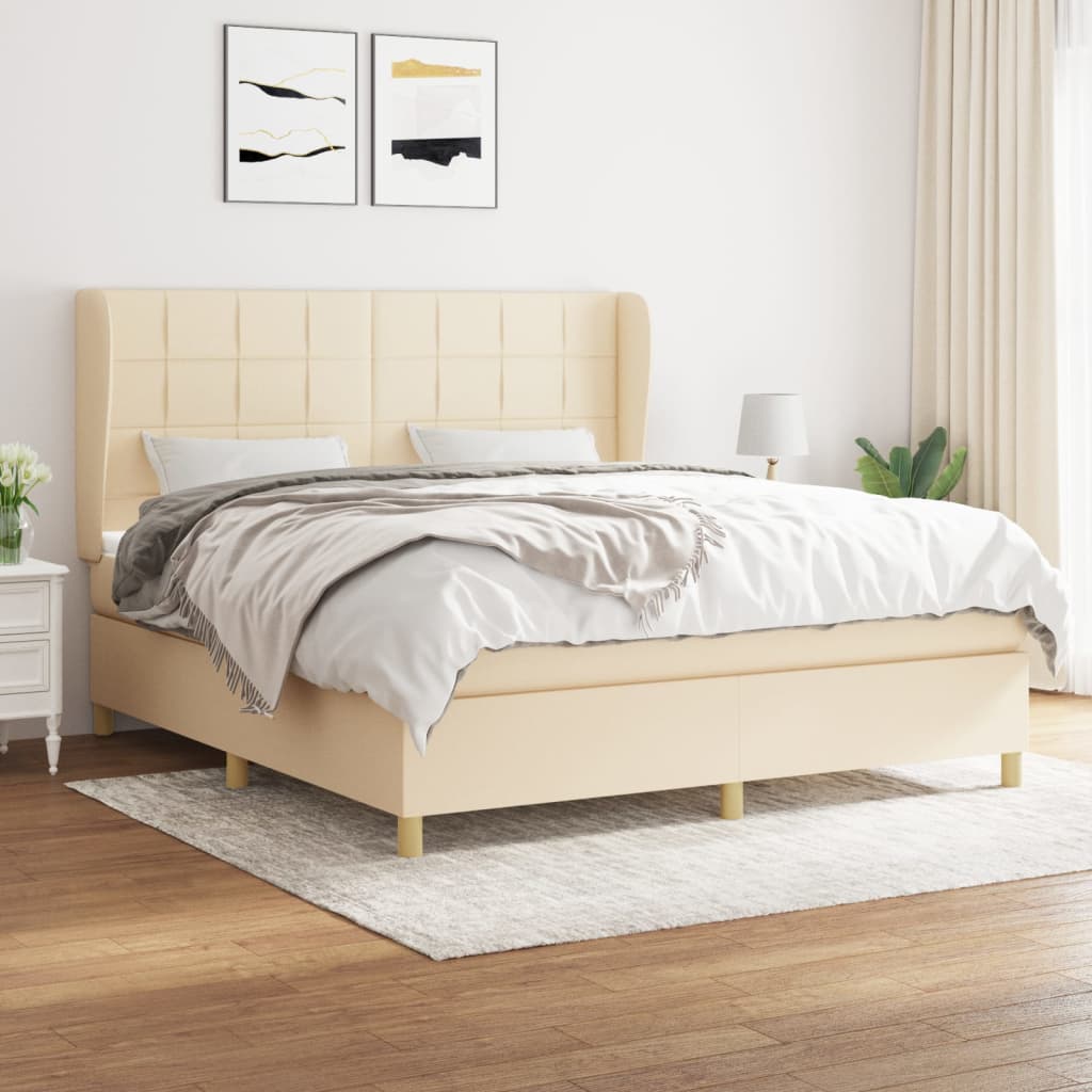 Sommier à lattes de lit avec matelas Crème 180x200 cm Tissu - XIOS