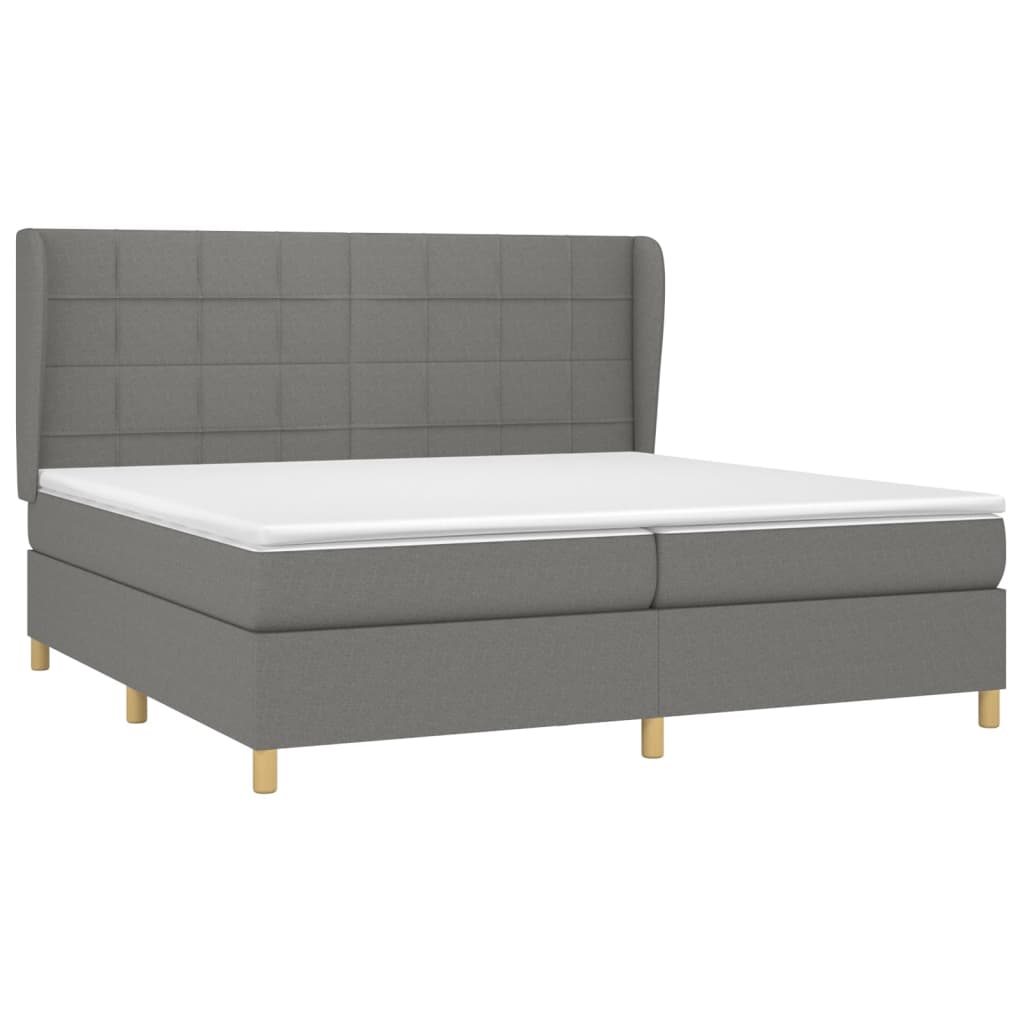 Sommier à lattes de lit avec matelas Gris foncé 200x200cm Tissu - XIOS