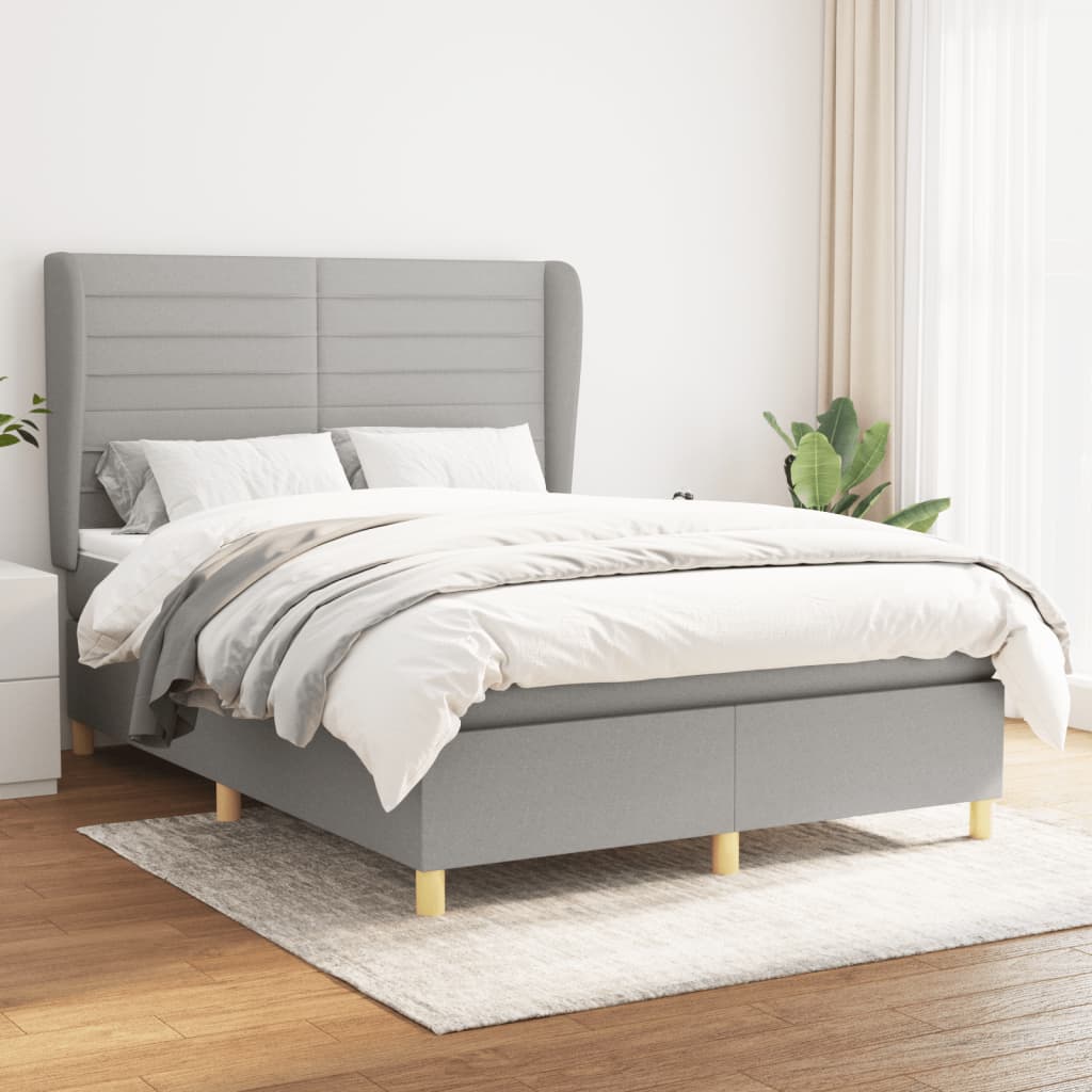 Sommier à lattes de lit avec matelas Gris clair 140x190cm Tissu - XIOS