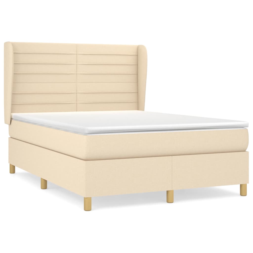 Sommier à lattes de lit avec matelas Crème 140x190 cm Tissu - XIOS