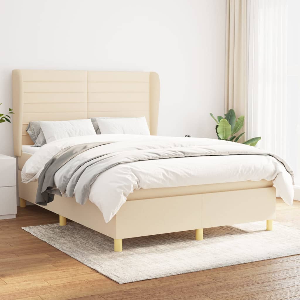 Sommier à lattes de lit avec matelas Crème 140x190 cm Tissu - XIOS