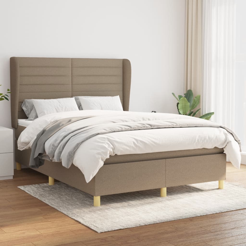 Sommier à lattes de lit avec matelas Taupe 140x200 cm Tissu - XIOS