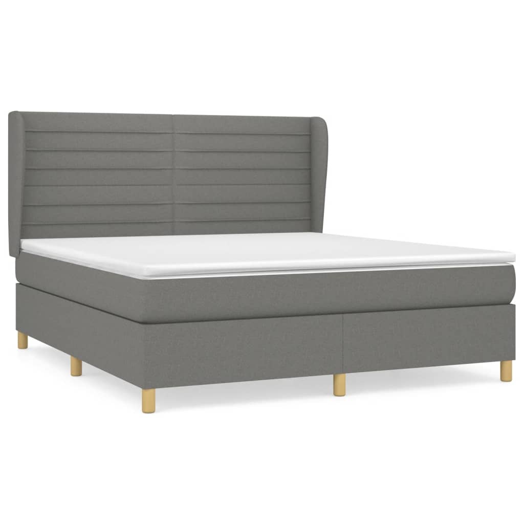 Sommier à lattes de lit avec matelas Gris foncé 160x200cm Tissu - XIOS