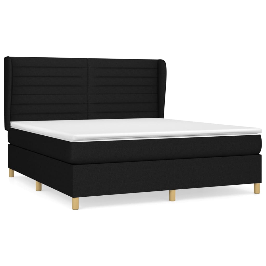 Sommier à lattes de lit avec matelas Noir 160x200 cm Tissu - XIOS