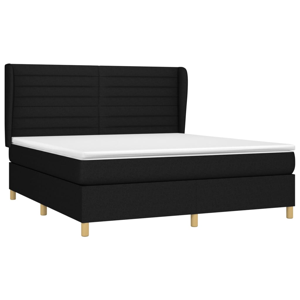 Sommier à lattes de lit avec matelas Noir 160x200 cm Tissu - XIOS