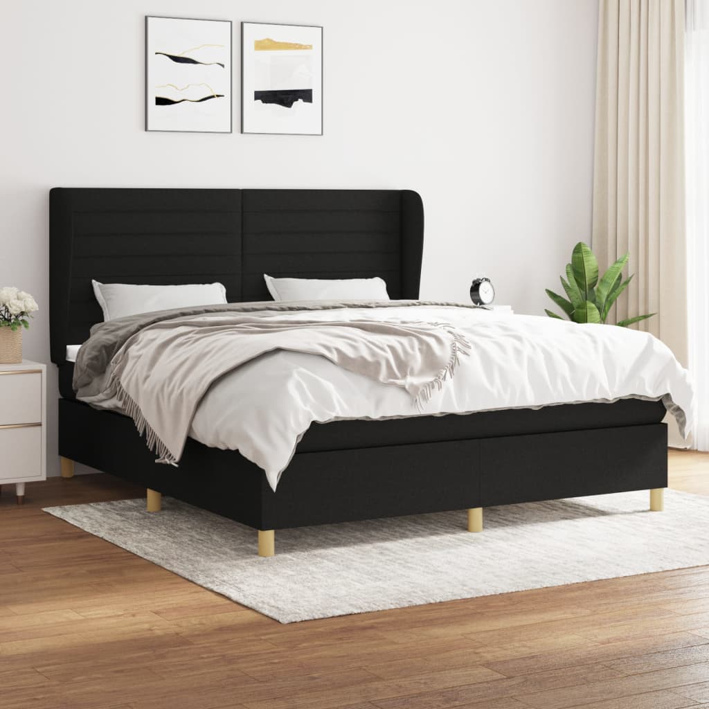 Sommier à lattes de lit avec matelas Noir 160x200 cm Tissu - XIOS