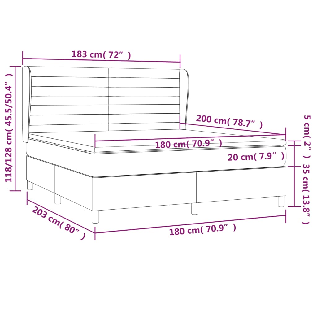 Sommier à lattes de lit avec matelas Crème 180x200 cm Tissu - XIOS