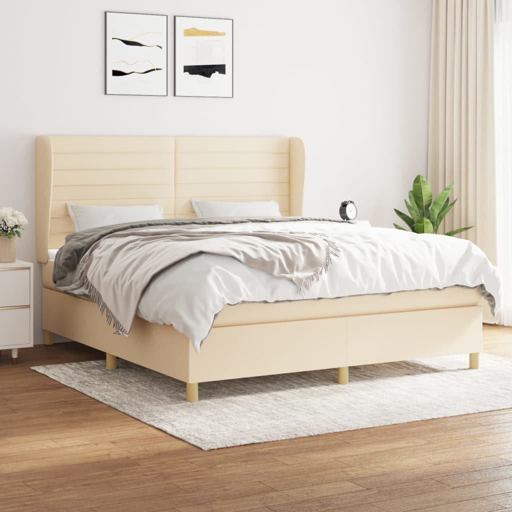 Sommier à lattes de lit avec matelas Crème 180x200 cm Tissu - XIOS