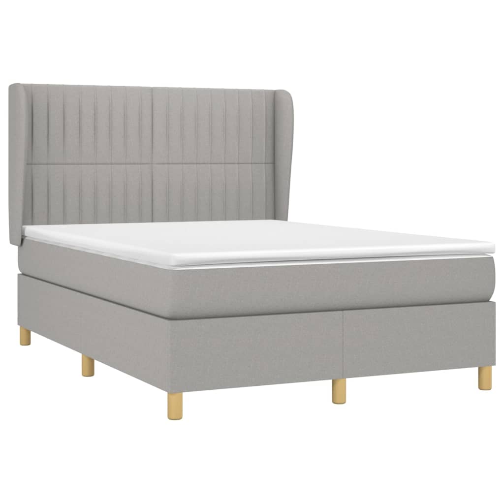 Sommier à lattes de lit avec matelas Gris clair 140x190cm Tissu - XIOS