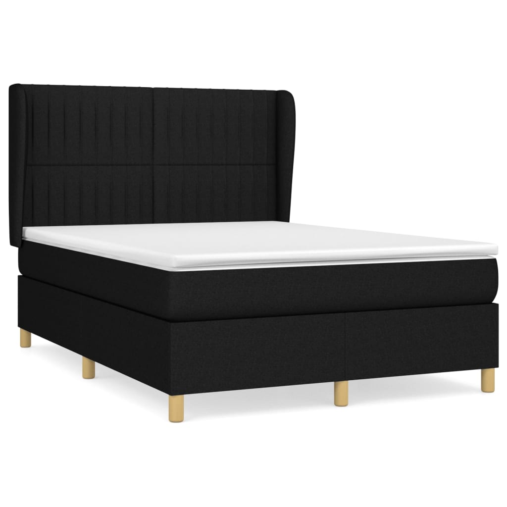 Sommier à lattes de lit avec matelas Noir 140x200 cm Tissu - XIOS