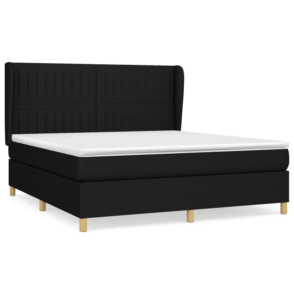 Sommier à lattes de lit avec matelas Noir 160x200 cm Tissu - XIOS