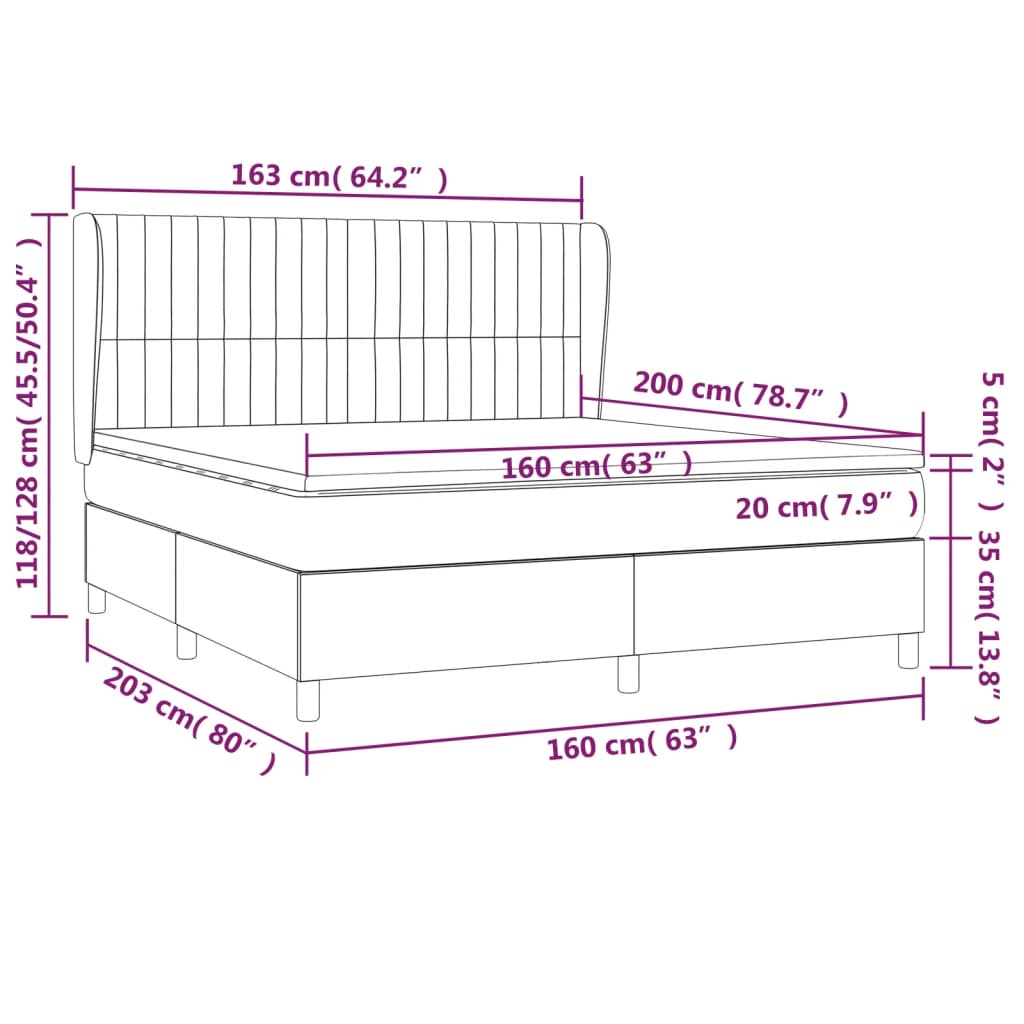 Sommier à lattes de lit avec matelas Taupe 160x200 cm Tissu - XIOS