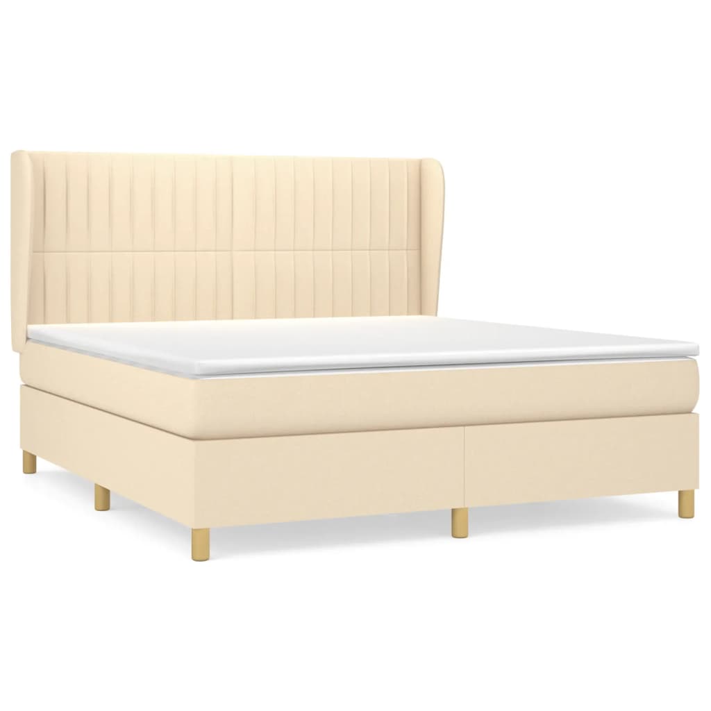 Sommier à lattes de lit avec matelas Crème 160x200 cm Tissu - XIOS