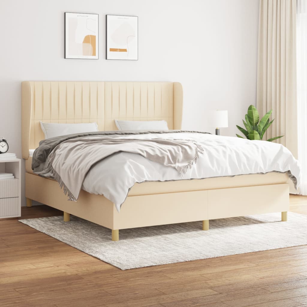 Sommier à lattes de lit avec matelas Crème 160x200 cm Tissu - XIOS