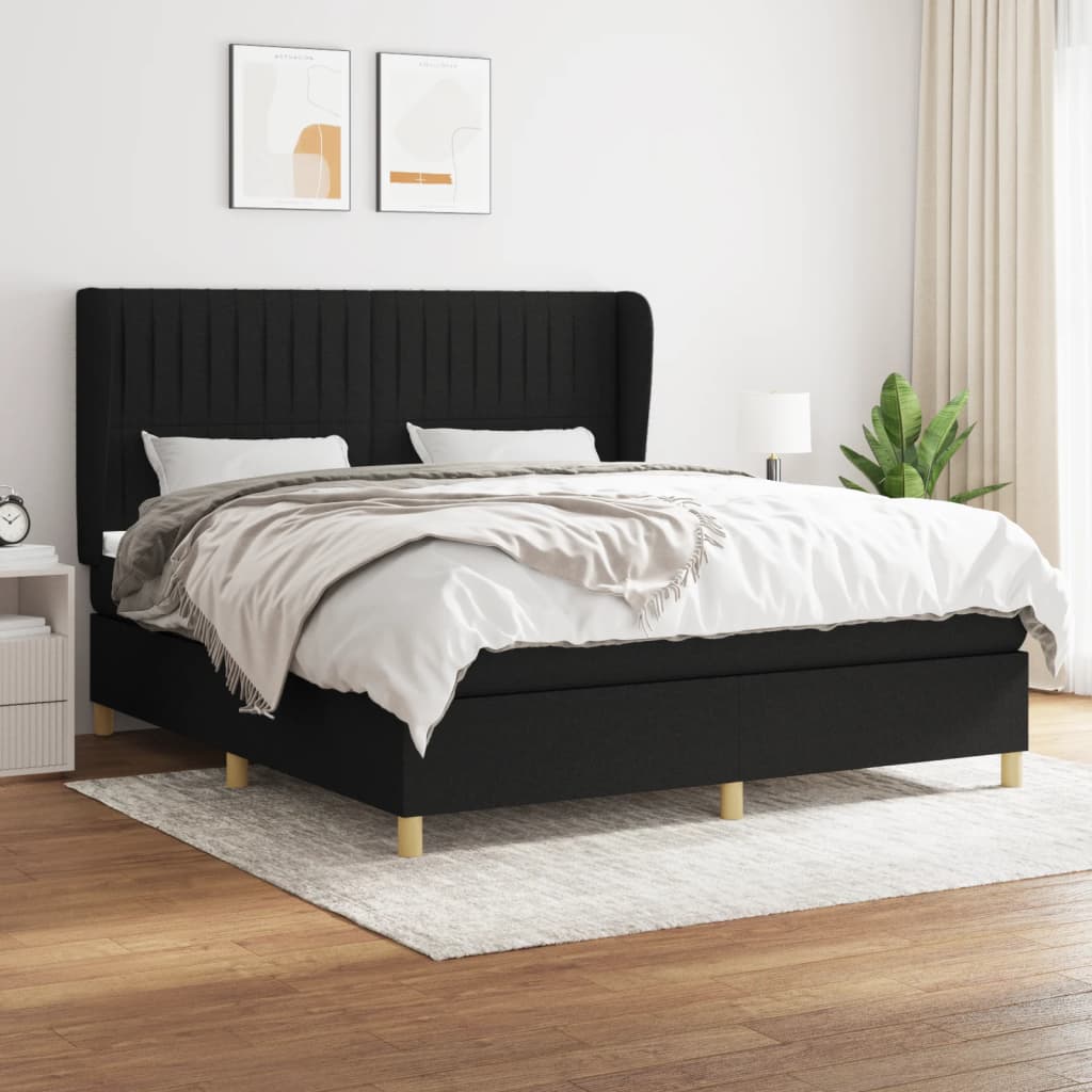 Sommier à lattes de lit avec matelas Noir 180x200 cm Tissu - XIOS